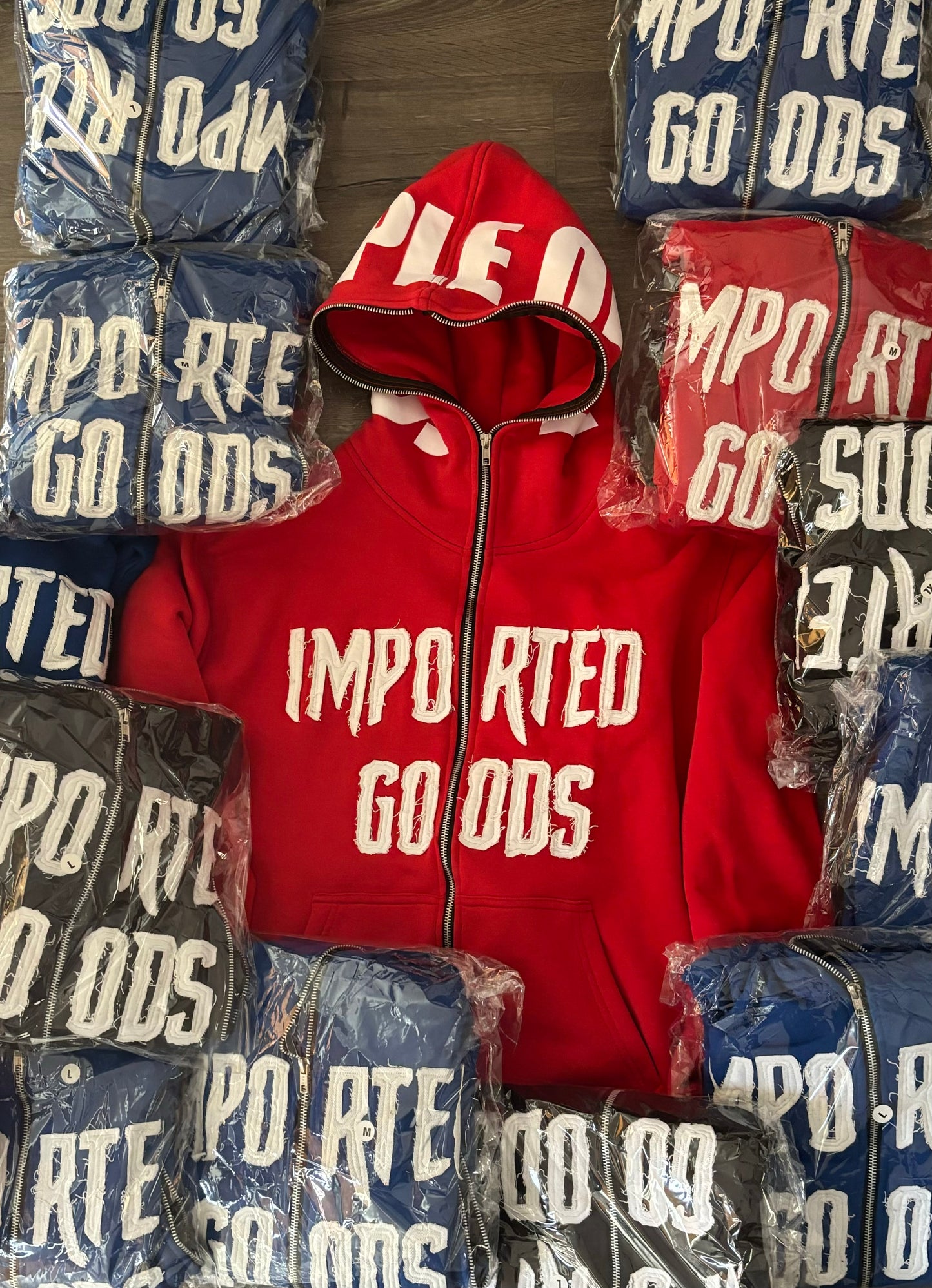 Full zip hoodies.