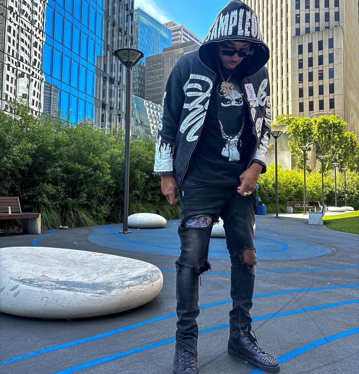 Acid washed Black Full zip