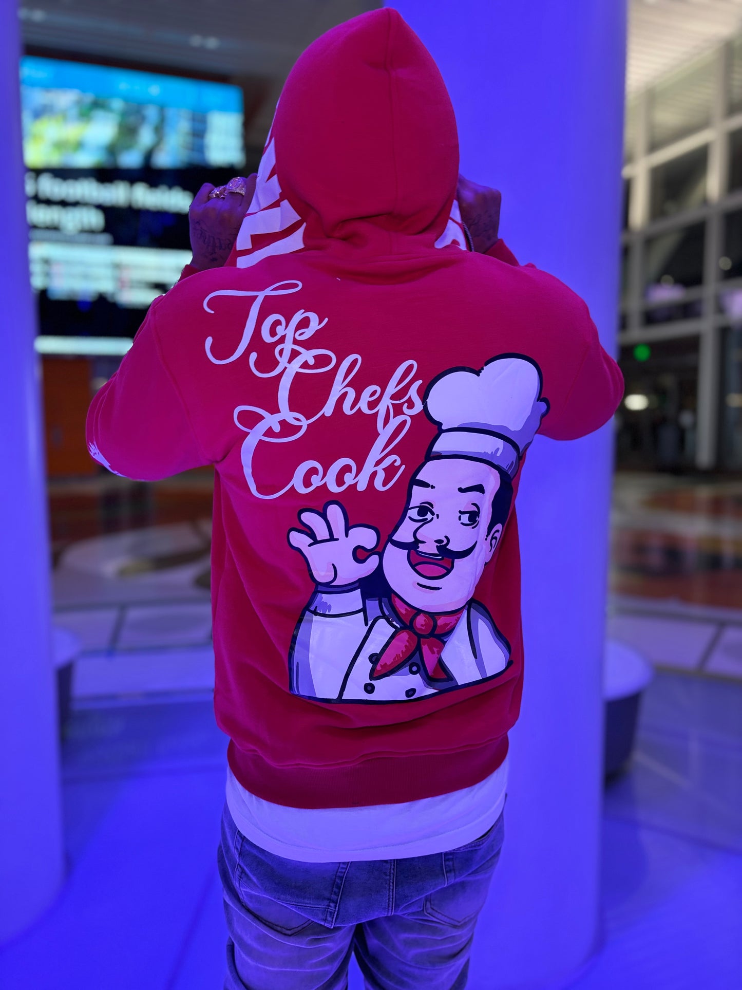 Full zip hoodies.